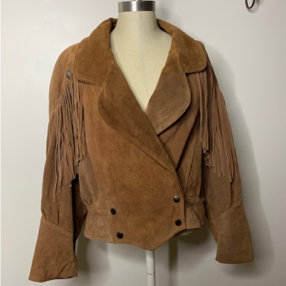 Vintage Yearbook 80’s Suede Fringe Cropped Western Jacket Brown Size Medium